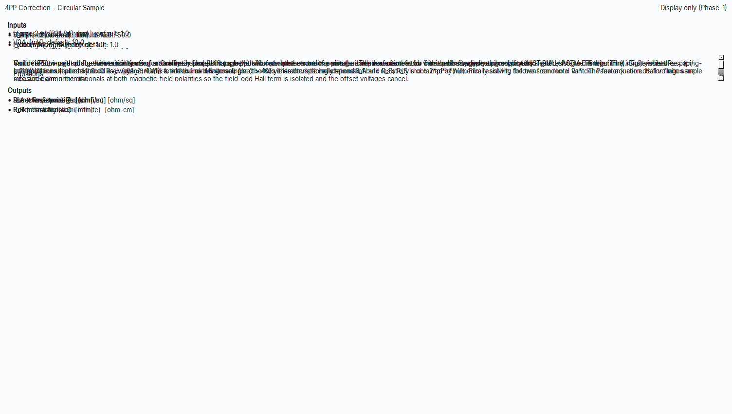 4PP geometric correction factor calculator for a circular substrate