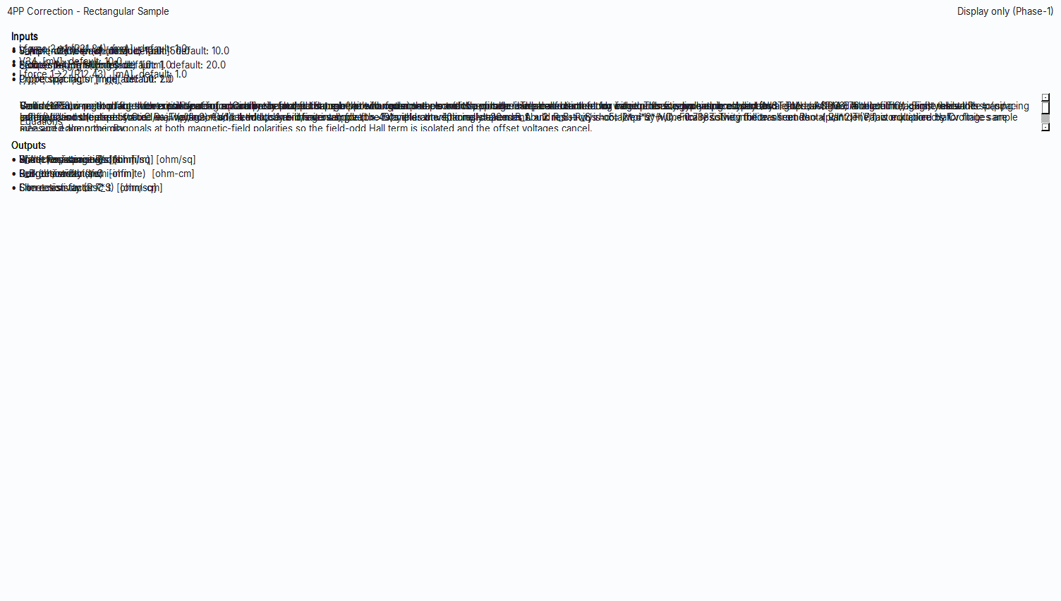 4PP correction factor calculator for a rectangular substrate