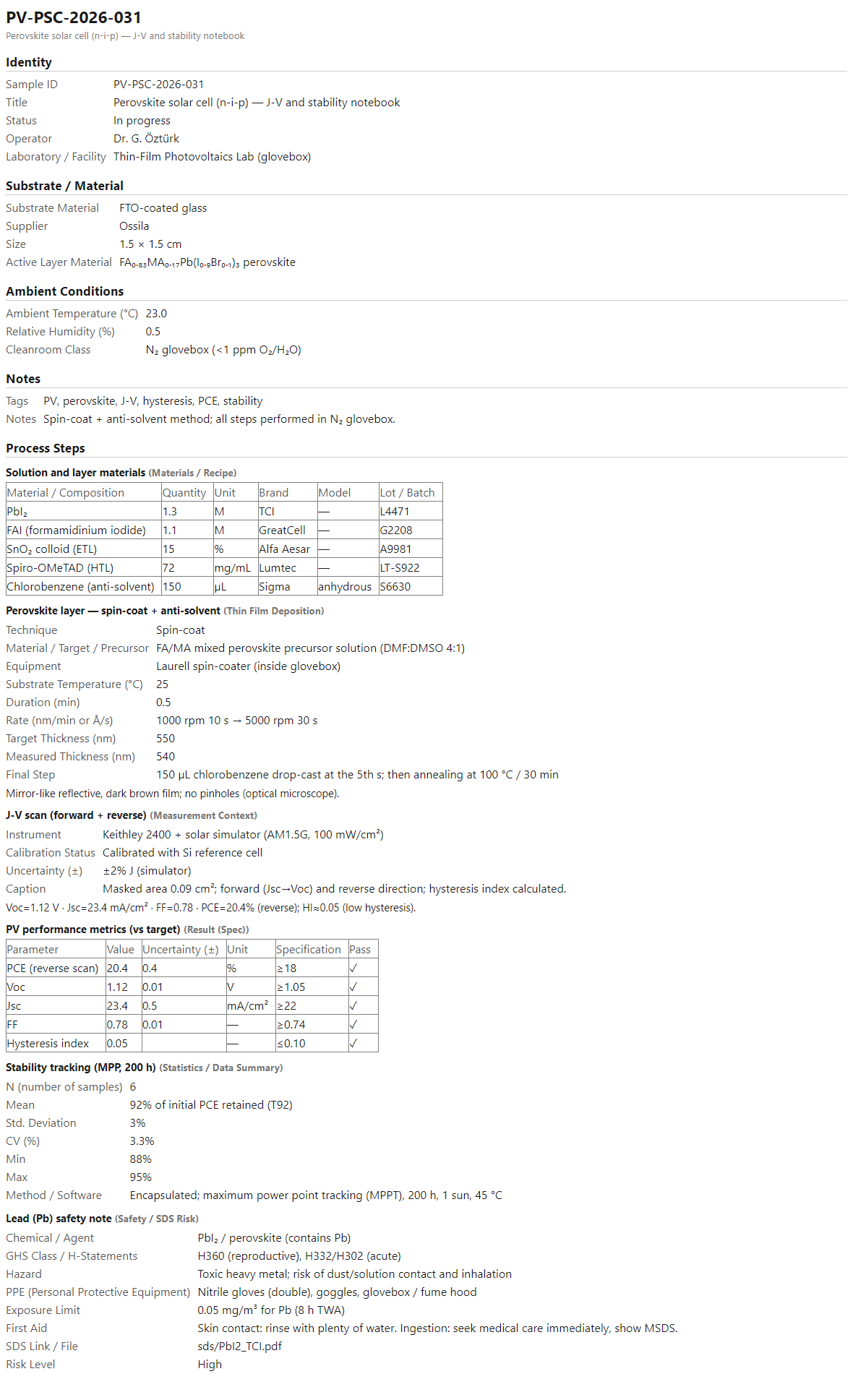 Rendered HTML report of the perovskite solar cell notebook
