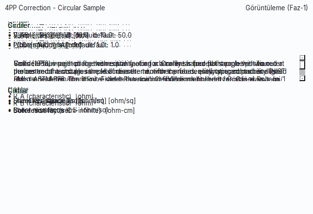 Dairesel altlık için 4PP geometrik düzeltme faktörü hesaplayıcısı